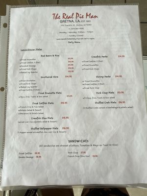 THE REAL PIE MAN menu 3