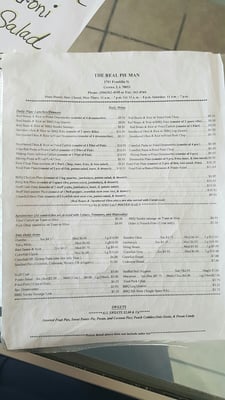 THE REAL PIE MAN menu 6