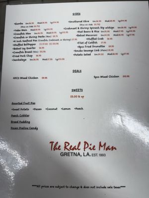 THE REAL PIE MAN menu 2